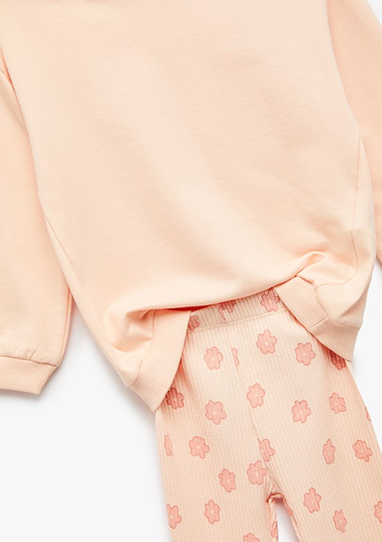 KOTON Pembe Kız Çocuk Sweatshirt Tayt Takım