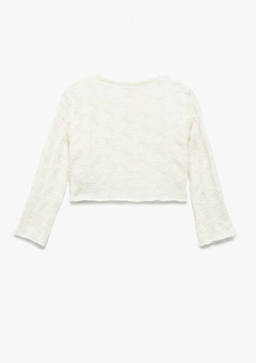 KOTON Beyaz Kız Çocuk Cropped Sweatshirt