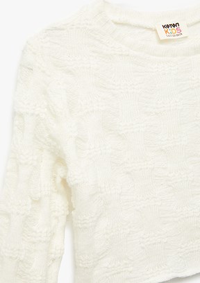 KOTON Beyaz Kız Çocuk Cropped Sweatshirt