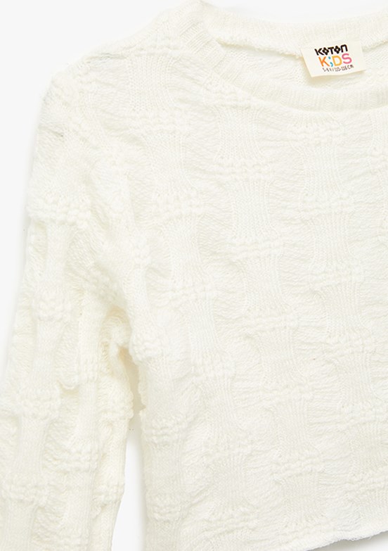 KOTON Beyaz Kız Çocuk Cropped Sweatshirt