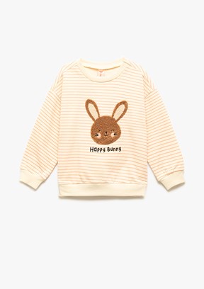 KOTON Beyaz Kız Çocuk Bisiklet Yaka Sweatshirt