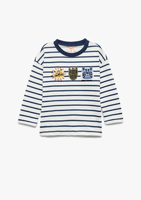 KOTON Beyaz Erkek Çocuk Uzun Kol T-Shirt
