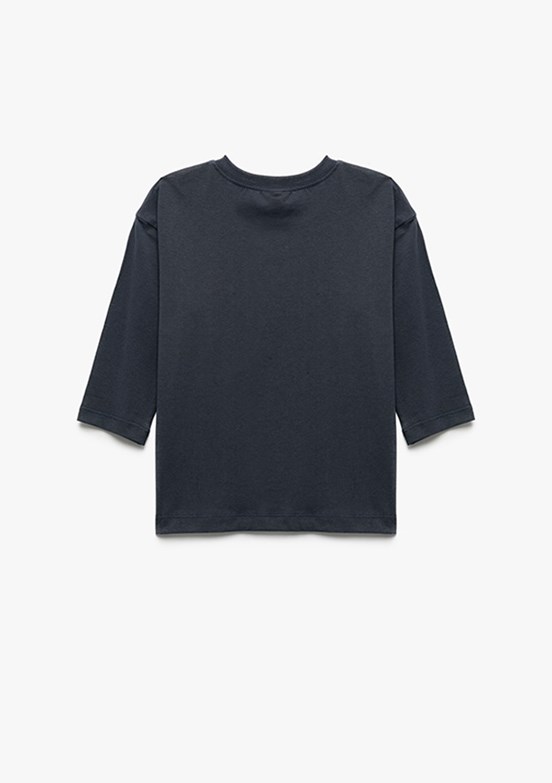 KOTON Lacivert Erkek Çocuk Uzun Kol T-Shirt