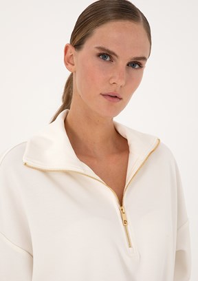 PİERRE CARDİN Kadın Beyaz Cropped Sweatshirt