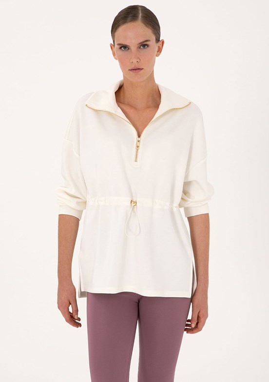 PİERRE CARDİN Kadın Beyaz Cropped Sweatshirt