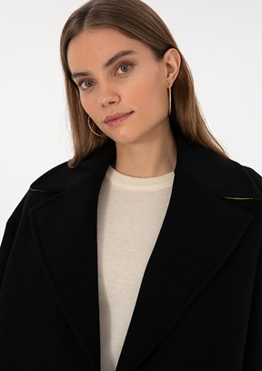 PİERRE CARDİN Siyah Kadın Basic Kaban