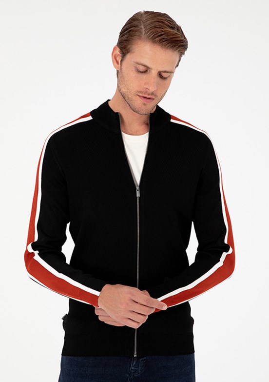 PİERRE CARDİN Siyah Erkek Slim Hırka