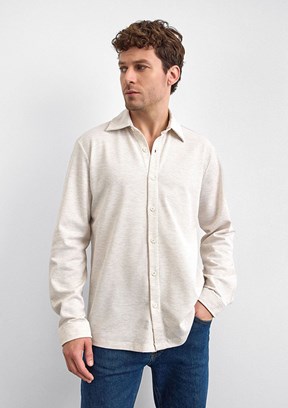 BACKANDBOND Bej Erkek Örme Gömlek