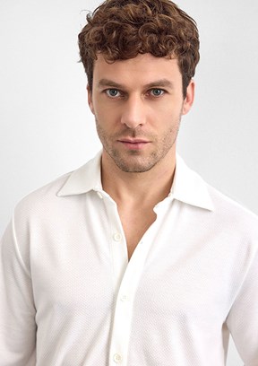 BACKANDBOND Beyaz Erkek Örme Gömlek