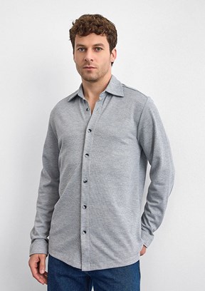 BACKANDBOND Gri Erkek Örme Gömlek