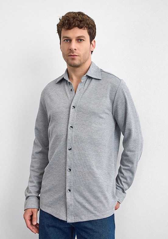 BACKANDBOND Gri Erkek Örme Gömlek