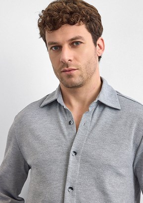 BACKANDBOND Gri Erkek Örme Gömlek