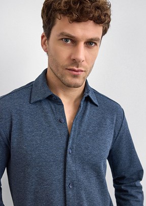 BACKANDBOND Lacivert Erkek Örme Gömlek