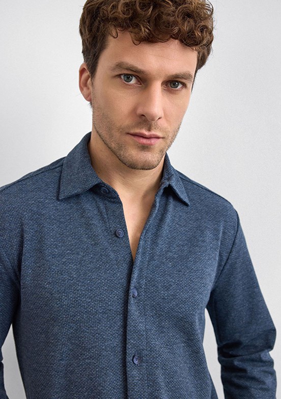 BACKANDBOND Lacivert Erkek Örme Gömlek