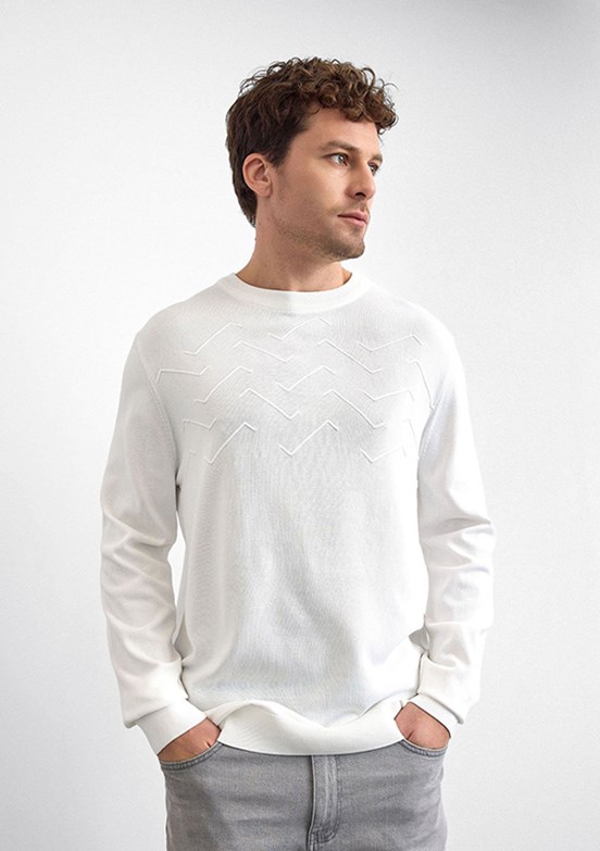 BACKANDBOND Beyaz Erkek Triko Kazak