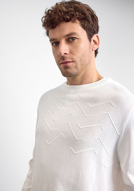 BACKANDBOND Beyaz Erkek Triko Kazak