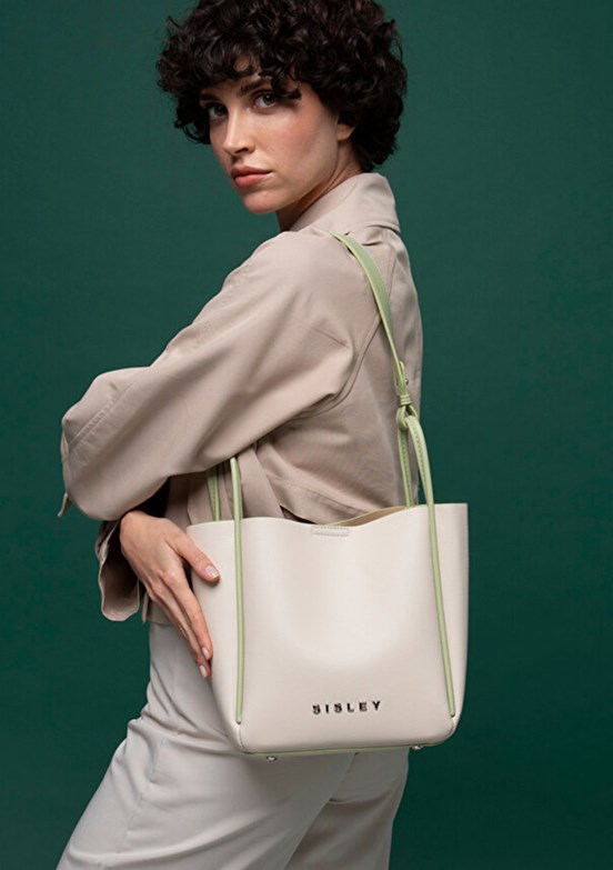 SISLEY Bej-Yeşil Kadın Kol Çantası