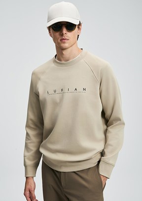 LUFİAN Bej Erkek Basic Sweatshirt