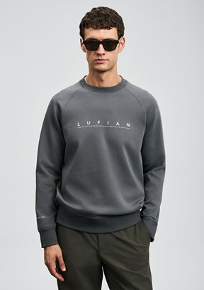 LUFIAN Gri Erkek Basic Sweatshirt
