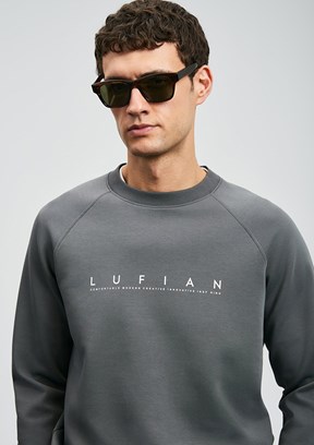 LUFIAN Gri Erkek Basic Sweatshirt