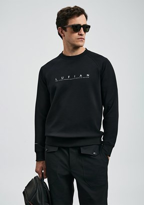 LUFİAN Siyah Erkek Basic Sweatshirt