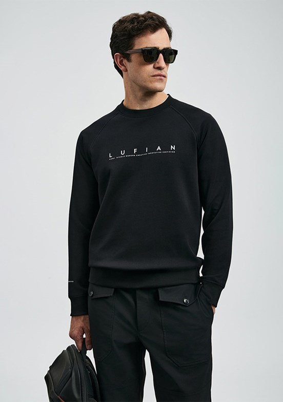 LUFİAN Siyah Erkek Basic Sweatshirt