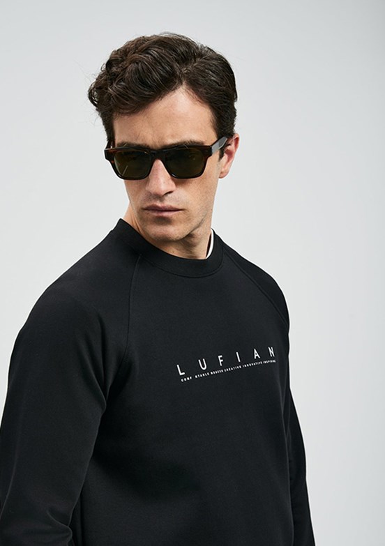 LUFİAN Siyah Erkek Basic Sweatshirt