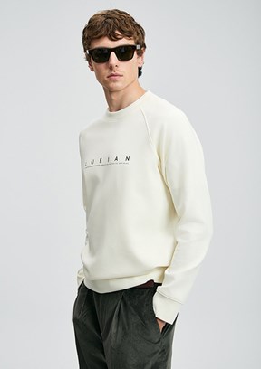 LUFİAN Beyaz Erkek Basic Sweatshirt