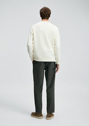 LUFİAN Beyaz Erkek Basic Sweatshirt
