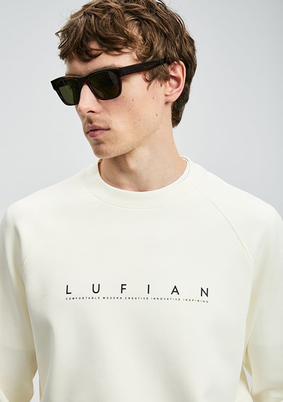 LUFİAN Beyaz Erkek Basic Sweatshirt