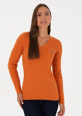 US POLO ASSN Kahverengi Kadın Basic Kazak