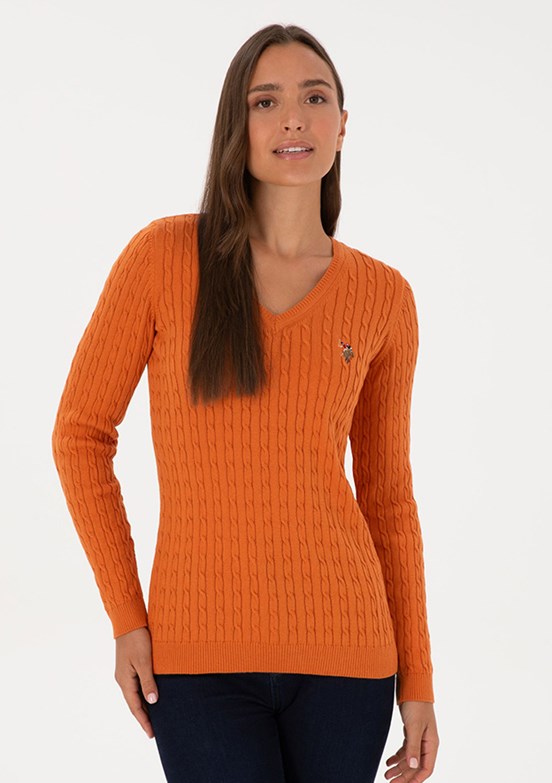 US POLO ASSN Kahverengi Kadın Basic Kazak