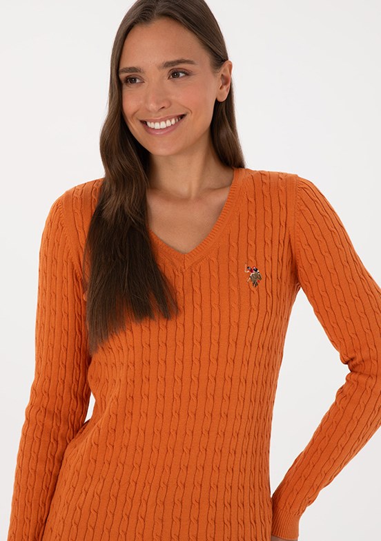 US POLO ASSN Kahverengi Kadın Basic Kazak