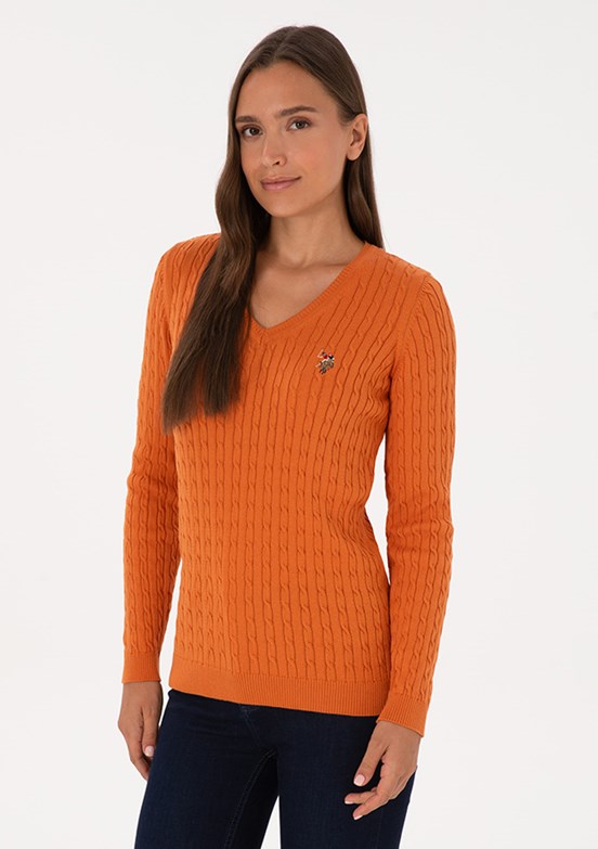 US POLO ASSN Kahverengi Kadın Basic Kazak