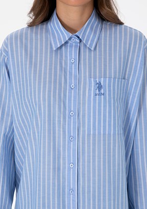 US POLO ASSN Mavi Kadın Uzun Kol Gömlek