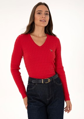 US POLO ASSN Kirmizi Kadın Basic Kazak