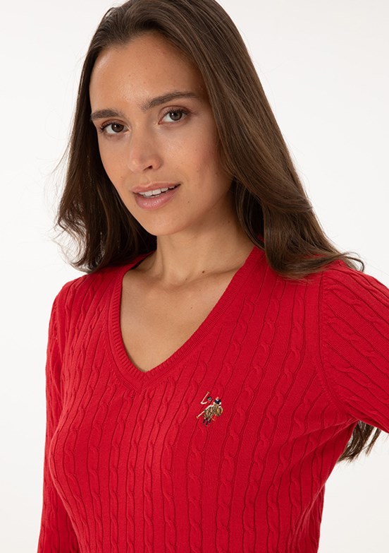 US POLO ASSN Kirmizi Kadın Basic Kazak