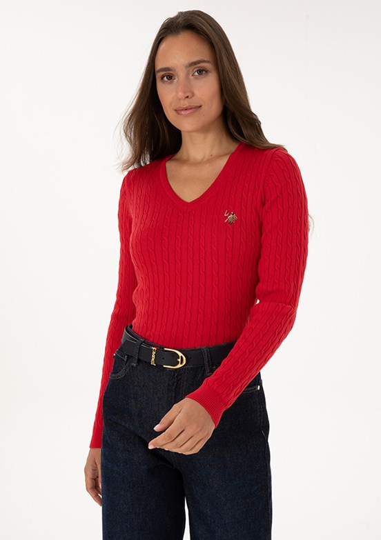 US POLO ASSN Kirmizi Kadın Basic Kazak