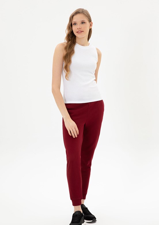 US POLO ASSN Bordo Kadın Örme Pantolon