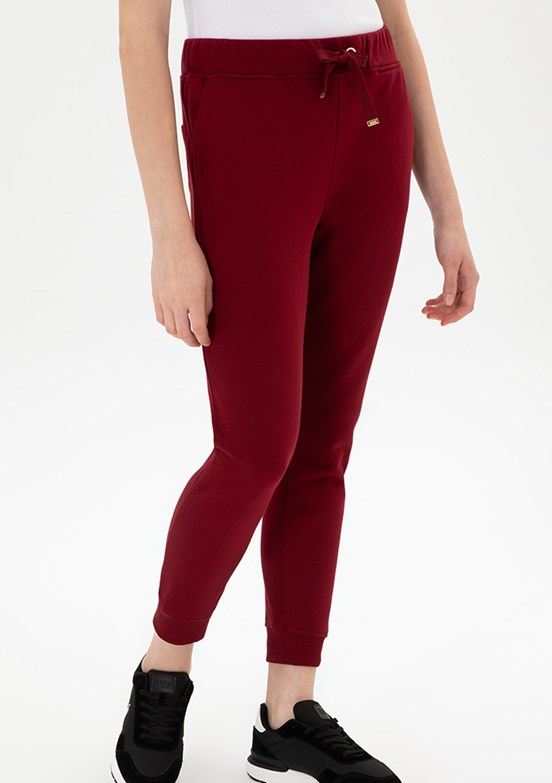 US POLO ASSN Bordo Kadın Örme Pantolon