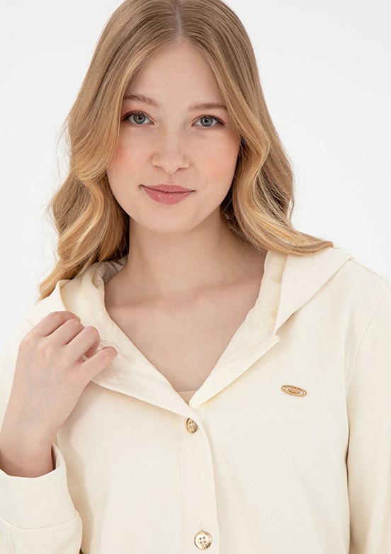 US POLO ASSN Beyaz Kadın Cropped Sweatshirt
