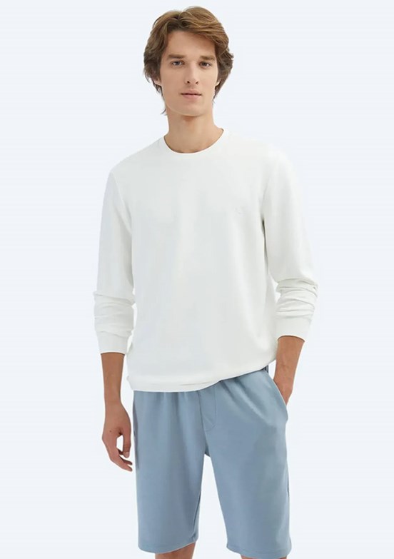 KİP Beyaz Erkek Örme Sweatshirt