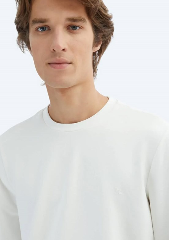 KİP Beyaz Erkek Örme Sweatshirt