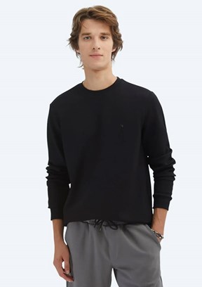 KİP Siyah Erkek Örme Sweatshirt