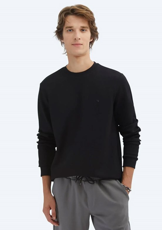 KİP Siyah Erkek Örme Sweatshirt