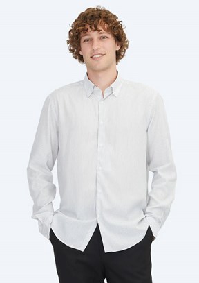 KİP Beyaz Erkek Çizgili Gömlek