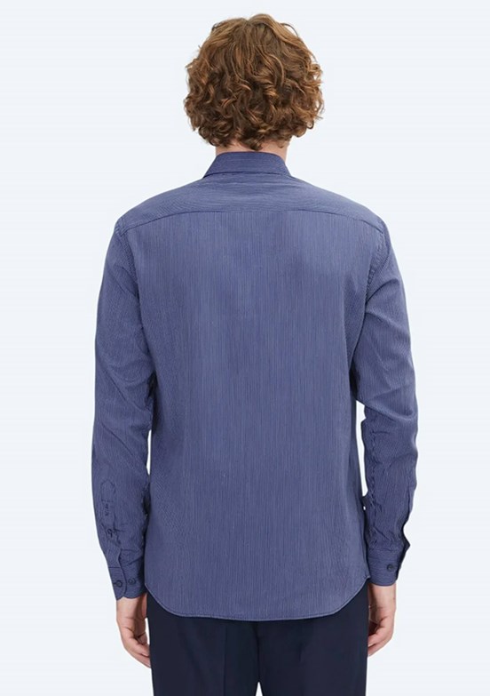 KİP Lacivert Erkek Çizgili Gömlek