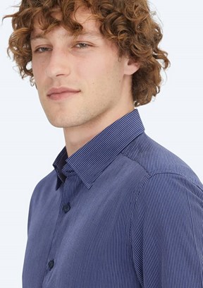 KİP Lacivert Erkek Çizgili Gömlek