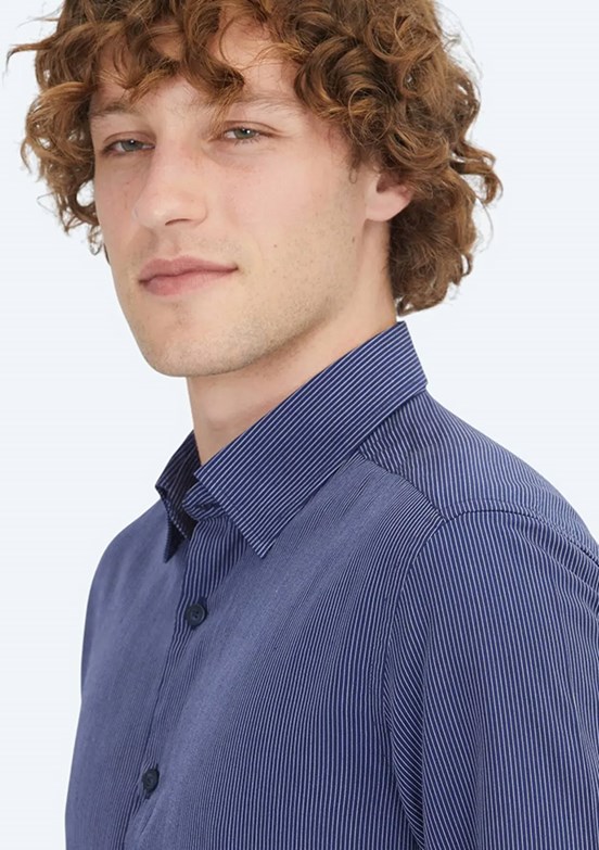 KİP Lacivert Erkek Çizgili Gömlek