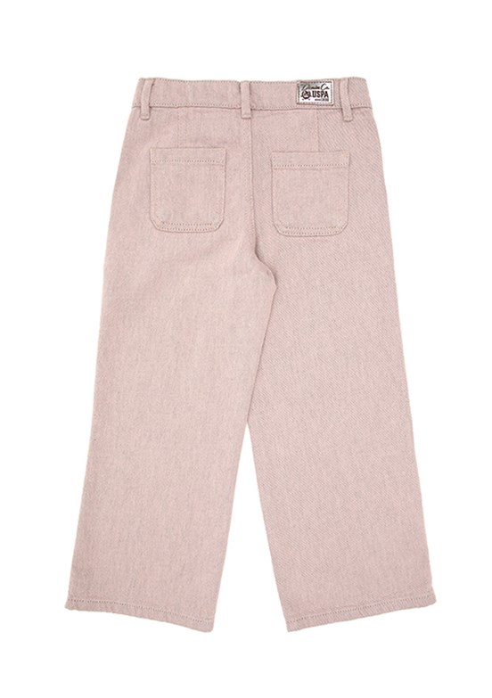 US POLO ASSN Pembe Kız Çocuk Rahat Kesim Jean Pantolon